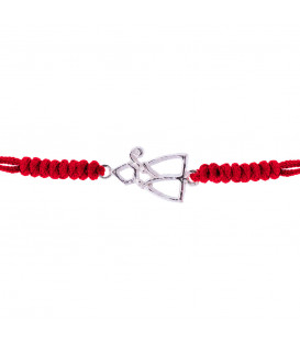 Pulsera San Fermín Silueta Plata con Hilo Rojo Nudos