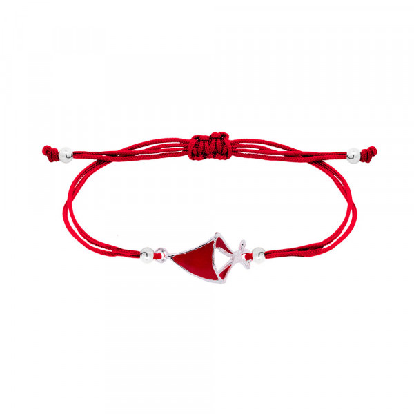 Pulsera Pañuelo San Fermín Plata con Hilo Rojo