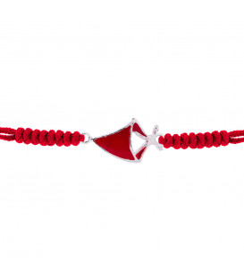 Pulsera Pañuelo San Fermín Plata con Hilo Rojo Nudos