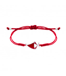 Pulsera Pañuelo San Fermín Plata con Hilo Rojo Nudos