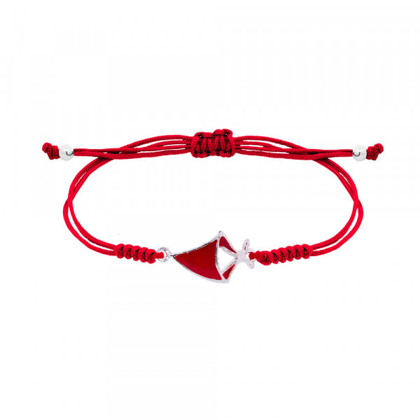 Pulsera Pañuelo San Fermín Plata con Hilo Rojo Nudos