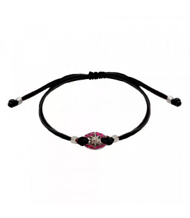 Pulsera Donna Macramé de Plata con Rutenio y Circonitas Rojas