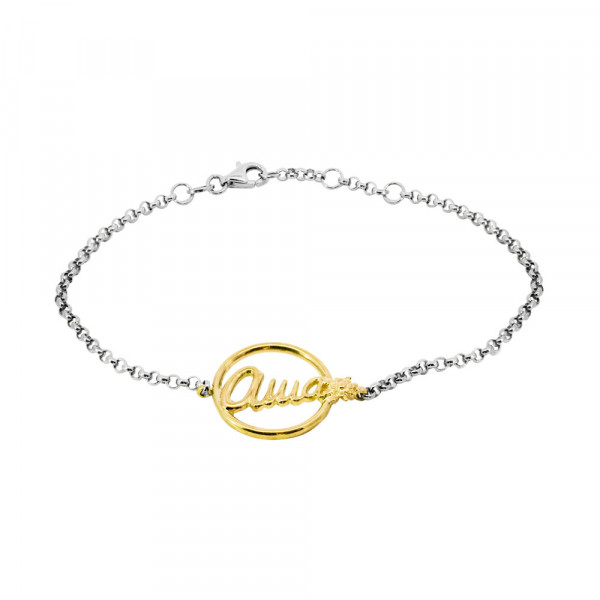 Pulsera Ama Plata Dorada con Cadena