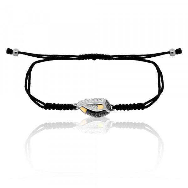 Pulsera Almendra de Vitoria Plata con Lámina de Oro