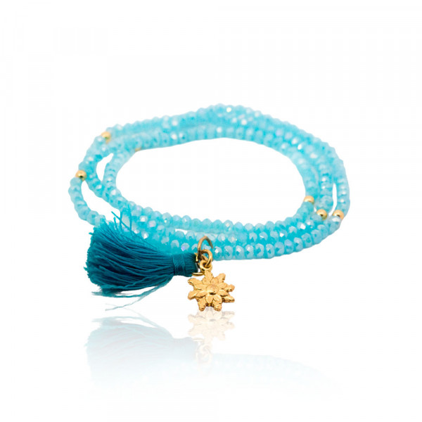 Pulsera Elástica Turquesa Triple con Eguzkilore