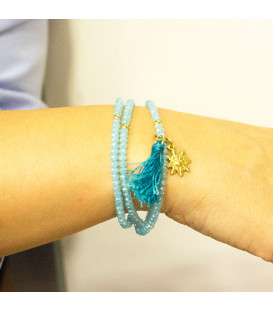 Pulsera Elástica Turquesa Triple con Eguzkilore