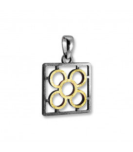 Colgante Baldosa Silueta de Plata con Lámina de Oro