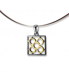 Colgante Baldosa Silueta de Plata con Lámina de Oro