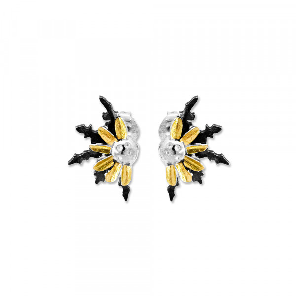 Pendientes Eguzkilore de Plata con láminas de Oro