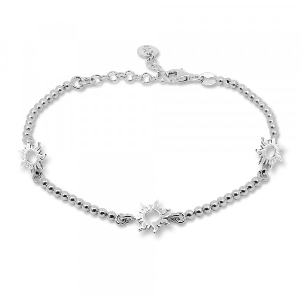 Pulsera Mountain de Plata con 3 Eguzkilore y Eslabones Grafilados