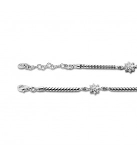 Pulsera de Plata con 3 Eguzkilore Rosas y Eslabones Grafilados