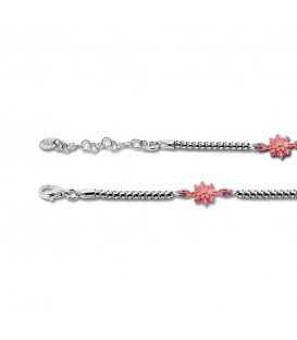 Pulsera de Plata con 3 Eguzkilore Rosas y Cadena Semirígida