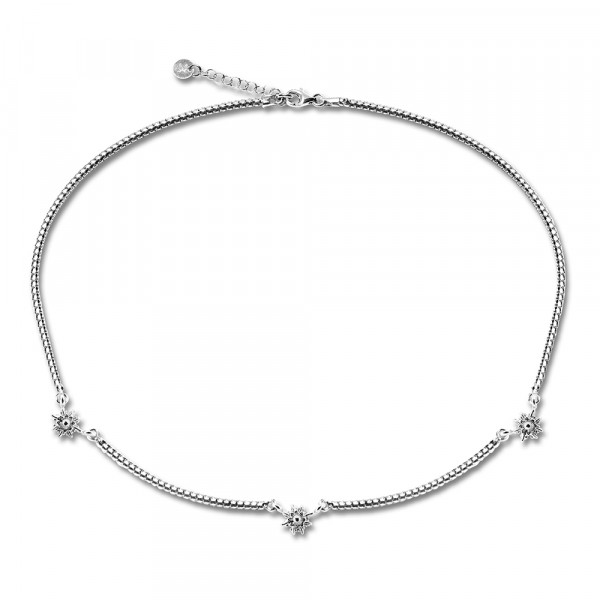 Gargantilla de Plata con 3 Eguzkilore y Cadena Semirígida