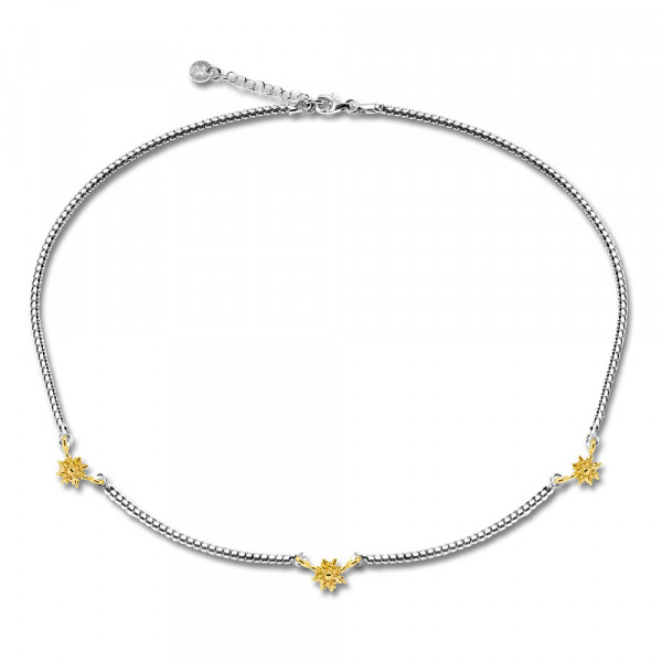 Gargantilla de Plata con 3 Eguzkilore y Cadena Semirígida