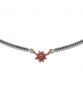 Gargantilla de Plata con 3 Eguzkilore Rosas y Cadena Semirígida