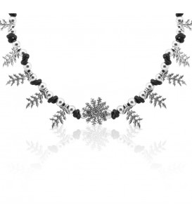 Gargantilla Mari Oxidado Diez Hojas con Motivo Eguzkilore