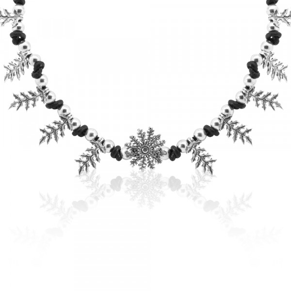 Gargantilla Mari Oxidado Diez Hojas con Motivo Eguzkilore