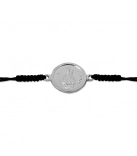 Pulsera Redonda San Fermín de Plata con Hilo Negro Personalizable