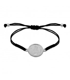 Pulsera Redonda San Fermín de Plata con Hilo Negro Personalizable