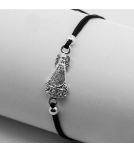 Pulsera Virgen de Begoña de Plata con Hilo Negro