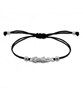 Pulsera Virgen Blanca de Plata con Hilo Negro