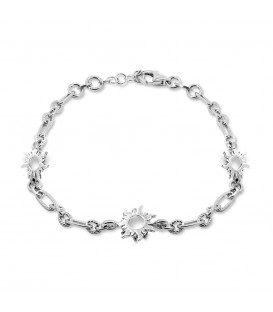 Pulsera Mountain de Plata con 3 Eguzkilore y Eslabones Grafilados