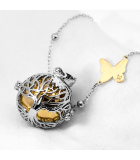 Llamador de Ángeles Árbol de la Vida Dorado con Mariposa Personalizable