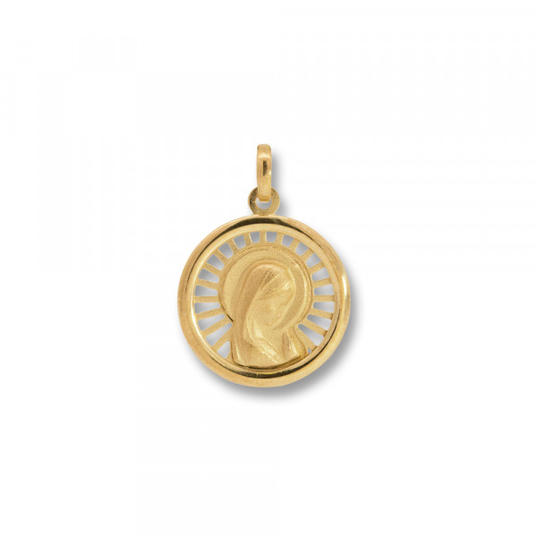 Medalla Virgen Niña de Plata Dorada 18mm Personalizable