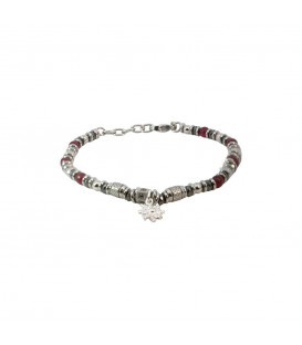 Pulsera Acero con Ágata Roja