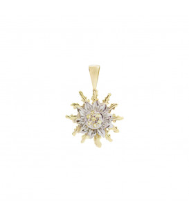 Colgante Eguzkilore de Oro y Circonitas Amarillas 14mm