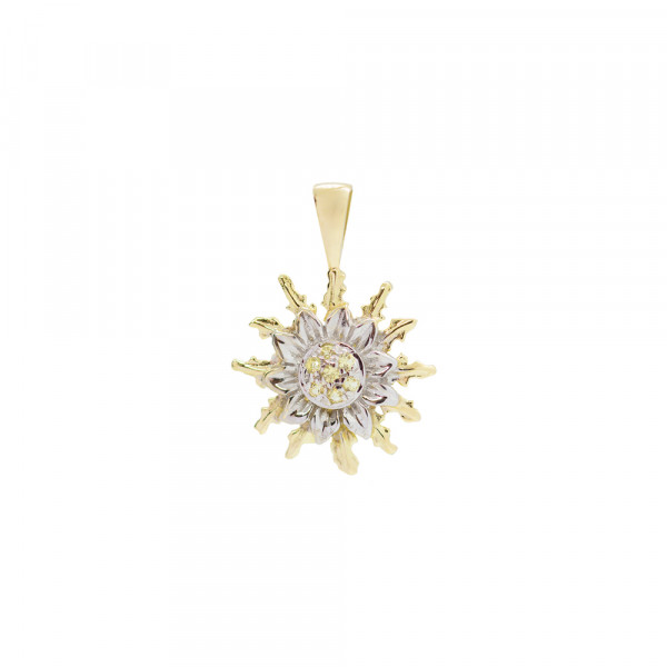 Colgante Eguzkilore de Oro y Circonitas Amarillas 14mm