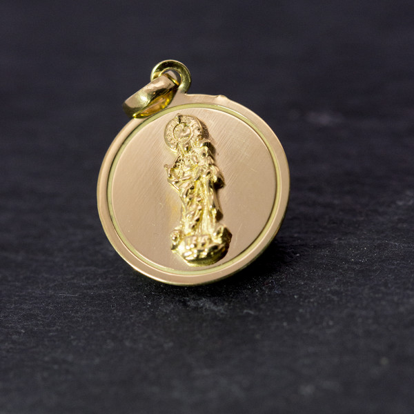 Medalla Virgen Blanca de Plata 15mm Personalizable