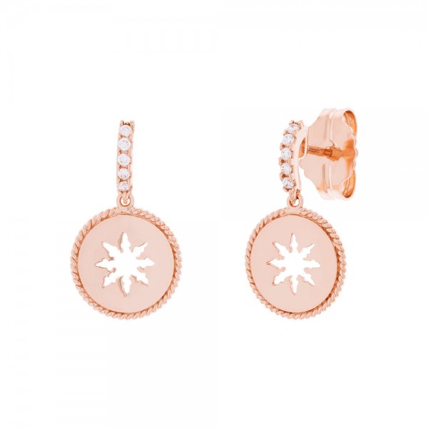 Pendientes B2 Plata Rosa y Circonitas Blancas