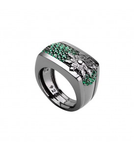 Anillo London Rutenio y Circonitas Verdes