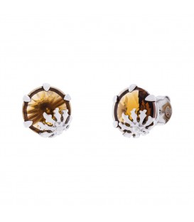 Pendientes Queen 3 Marrón Citrino de Plata Joyerías Eguzkilore