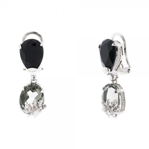 Pendientes Queen 3 Azul Cobalto y Negro de Plata Joyerías Eguzkilore