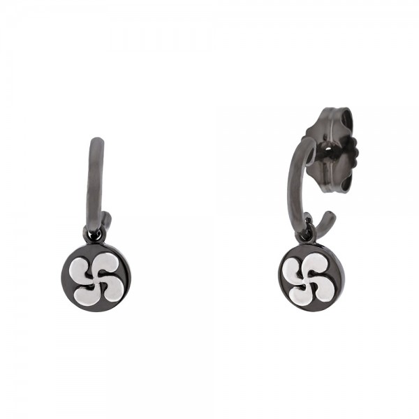 Pendientes Aro R-Chic Lauburu Plata Negra Joyerías Eguzkilore