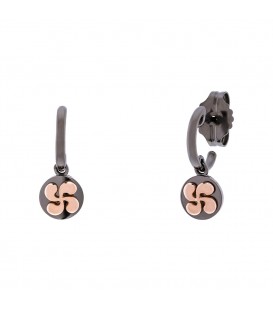 Pendientes Aro R-Chic Lauburu Plata Negra y Rosa Joyerías Eguzkilore