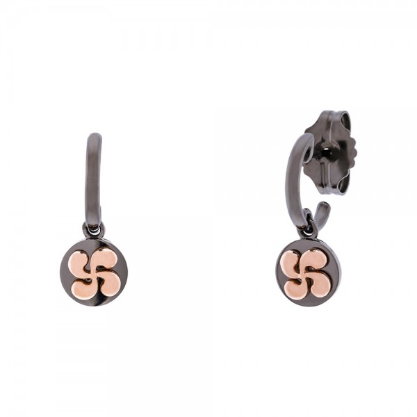 Pendientes Aro R-Chic Lauburu Plata Negra y Rosa Joyerías Eguzkilore