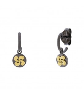 Pendientes Aro R-Chic Lauburu Plata Negra y Dorada Joyerías Eguzkilore