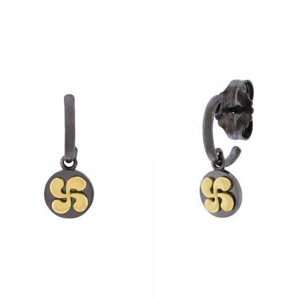 Pendientes Aro R-Chic Lauburu Plata Negra y Dorada Joyerías Eguzkilore