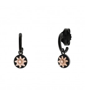 Pendientes Aro R-Chic Plata Negra Rosa Joyerías Eguzkilore