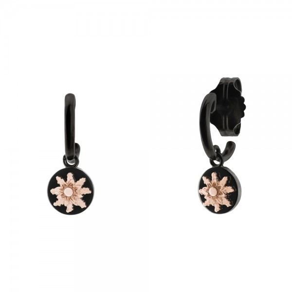 Pendientes Aro R-Chic Plata Negra Rosa Joyerías Eguzkilore