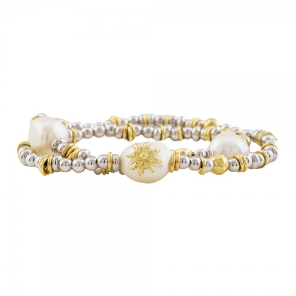Pulsera Perla Plata Dorada Joyerías Eguzkilore Pulsera Perla Plata Dorada Joyerías Eguzkilore