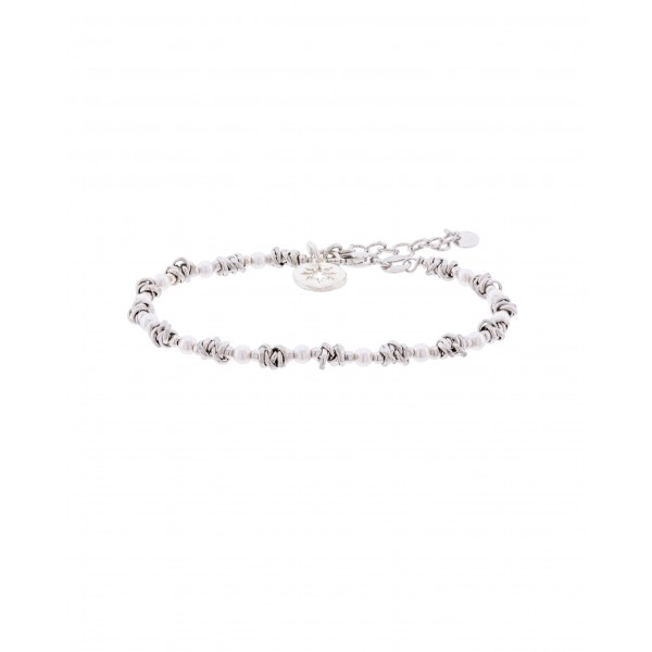 Pulsera Eguzkilore Besos y Abrazos con Perlas de Plata