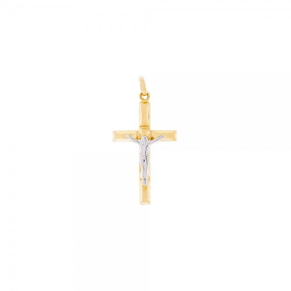 Colgante Cruz con Cristo de Oro Bicolor Joyerías Eguzkilore