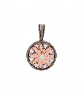 Colgante R2 de Plata Negra y Eguzkilore de Plata Rosa con Circonitas Joyerías Eguzkilore