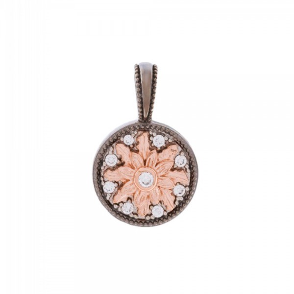 Colgante R2 de Plata Negra y Eguzkilore de Plata Rosa con Circonitas Joyerías Eguzkilore