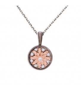 Colgante R2 de Plata Negra y Eguzkilore de Plata Rosa con Circonitas Joyerías Eguzkilore