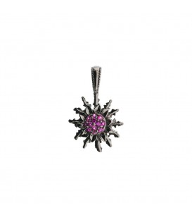 Colgante de Plata 14mm Negra con Circonitas Fucsias Joyerías Eguzkilore